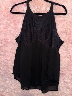 torrid Black Lace Halter Layered Chiffon Tank NWOT